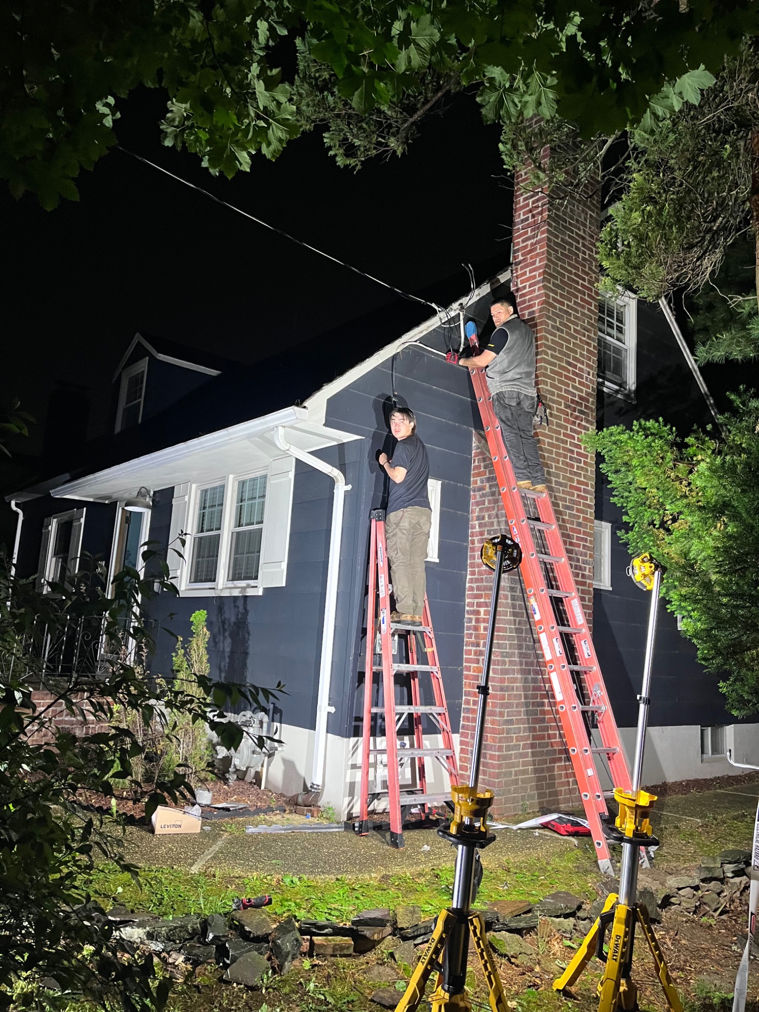 Emergency electrical work at night
